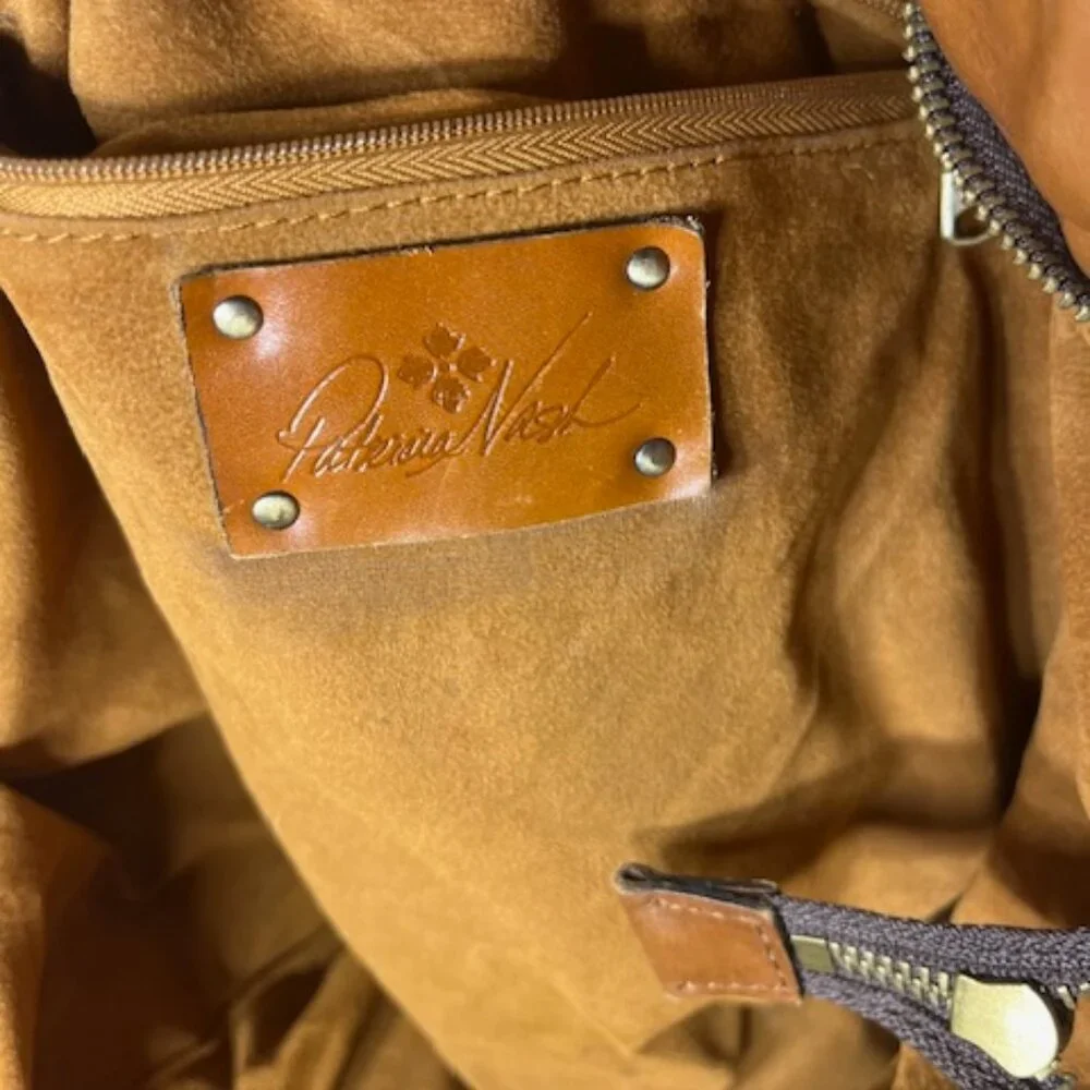 Patricia Nash Distressed Cognac Brown‎ Leather Tassel Bucket Tote Bag